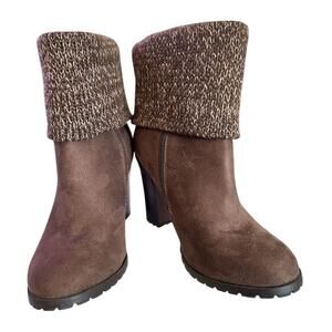 Leila Stone Jarae Women's Brown Ankle Bootie Heel Size 8.5 Casual Block Heel